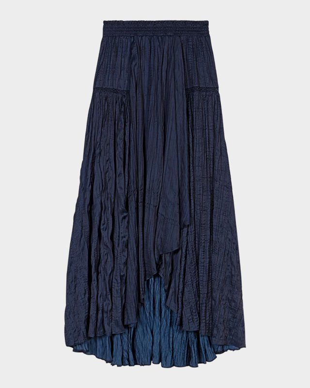 Japri Pleated Satin-Effect Skirt